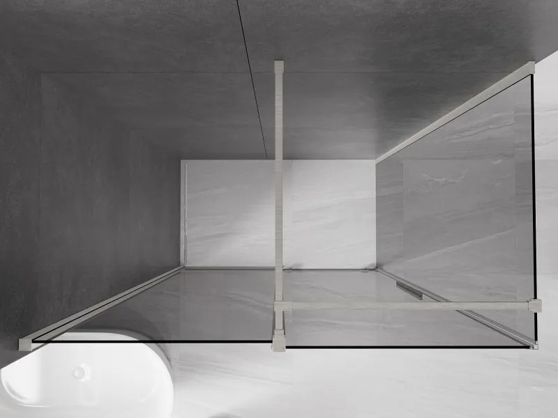 Mexen Velar, sprchový kút s posuvnými dverami 150 x 70 cm, 8mm šedé sklo, brúsená oceľ, 871-150-070-41-97