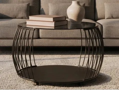 Okrúhly konferenčný stolík Shanghai, 80 cm, čierny/sivý%