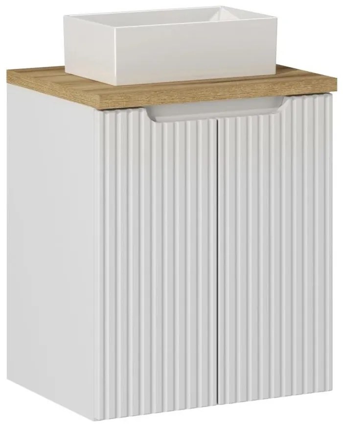 Závesná skrinka pod umývadlo Nova White II s doskou 50 cm biela/dub evoke