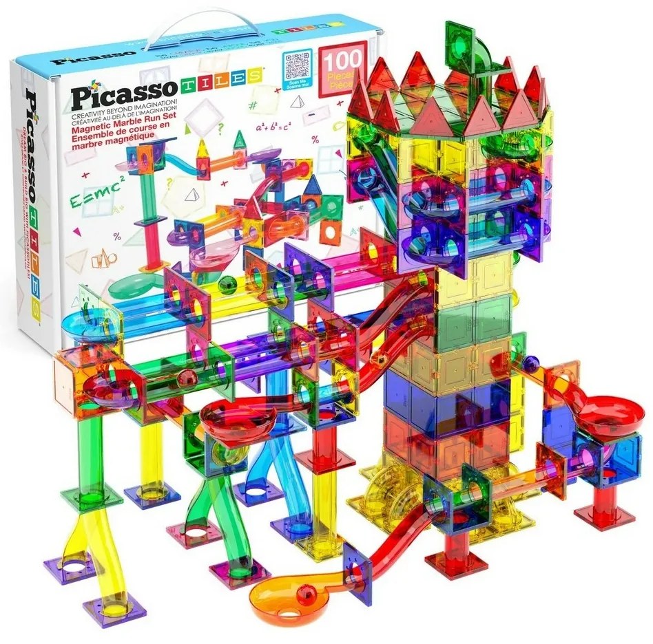 PicassoTiles magnetická stavebnica 100 ks Marble Run