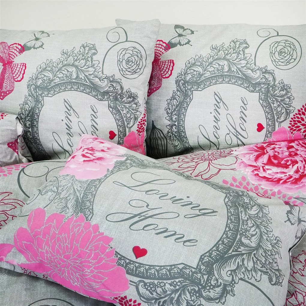 Obliečky bavlnené Home sivé EMI: Štandardný set jednolôžko obsahuje 1x 140x200 + 1x 70x90