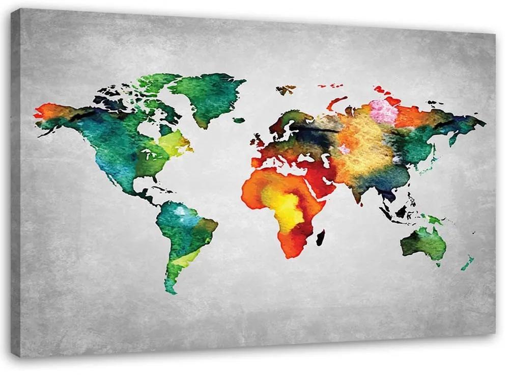 Gario Obraz na plátne Farebná mapa sveta na betóne Rozmery: 60 x 40 cm