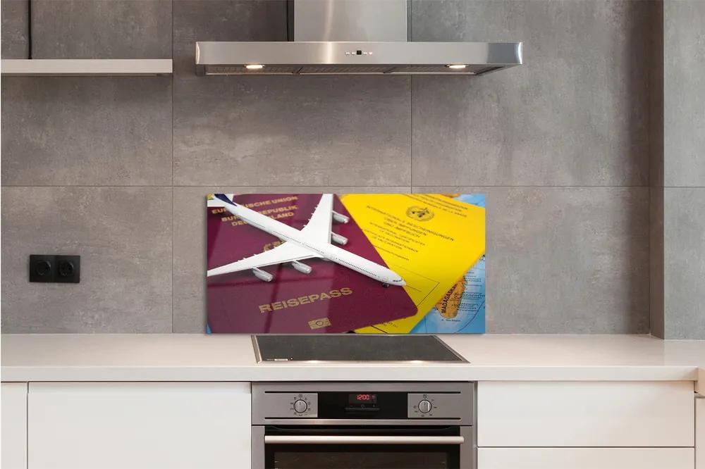 Sklenený obklad do kuchyne Plane pas mapa 100x50 cm