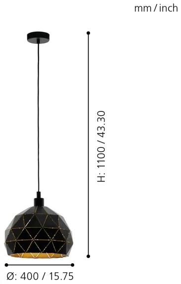 Eglo 97841 - Luster na lanku ROCCAFORTE 1xE27/60W/230V
