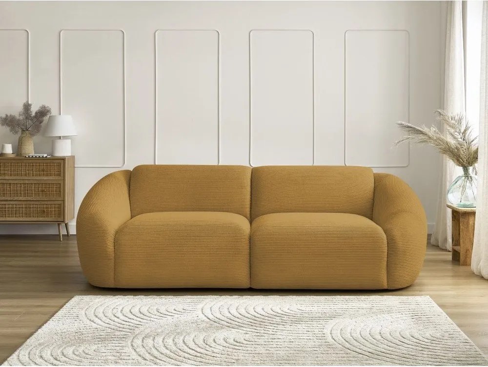 Menčestrová pohovka v horčicovej farbe 250 cm Tina – Bobochic Paris