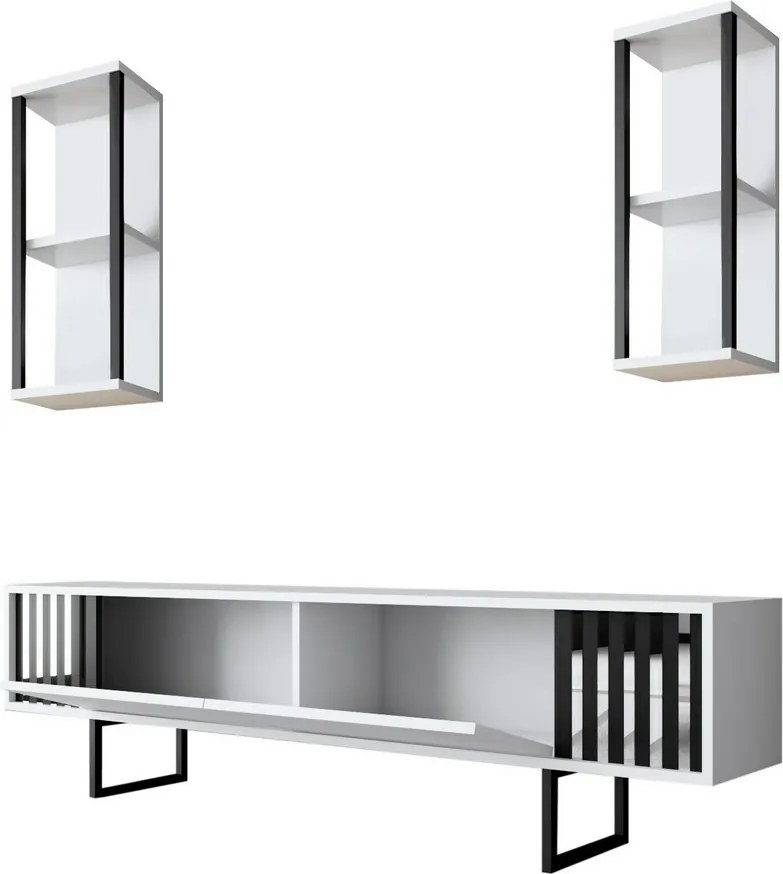 TV stolík s policami Chrome Biela a Čierna