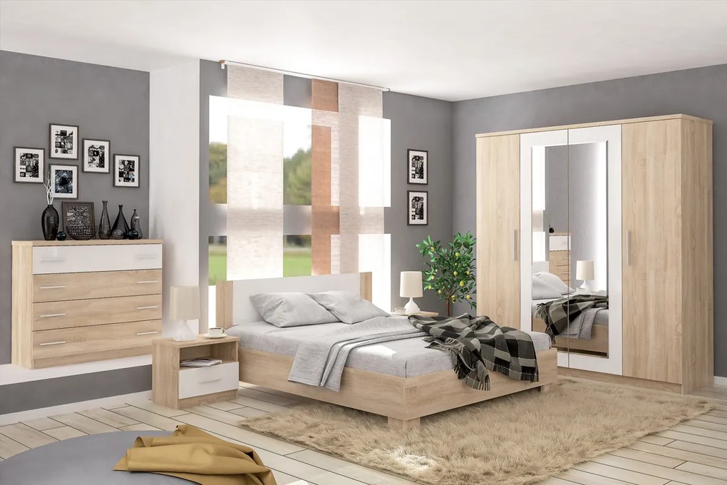 Moderná spálňa REBEKA, dub sonoma/biela