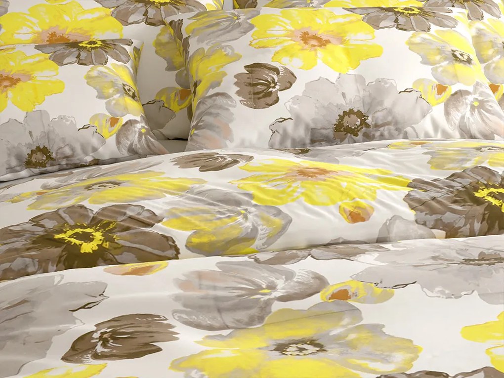 Obliečky z mikrovlákna FEONELLE žlto-sivé Rozmer obliečky: 2 ks 70 x 90 cm | 200 x 220 cm