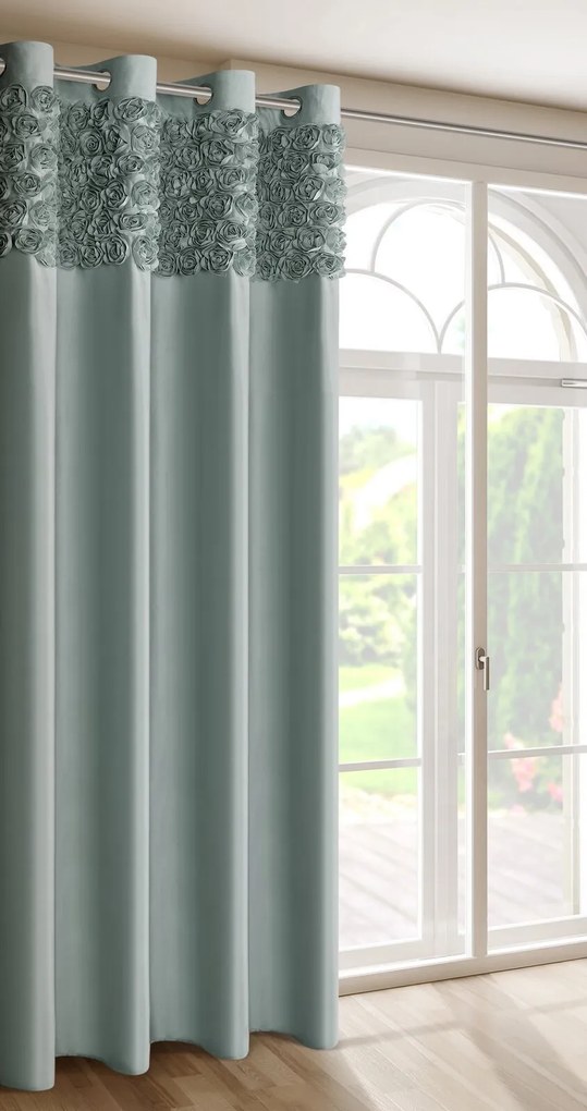 ZATEMŇOVACÍ ZÁVES NA KRÚŽKOCH EVA MINGE ROSES13 140X250 CM MÄTOVÁ