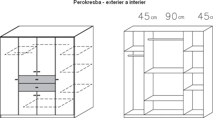 Šatníková skriňa Landsberg, dub sonoma/biela