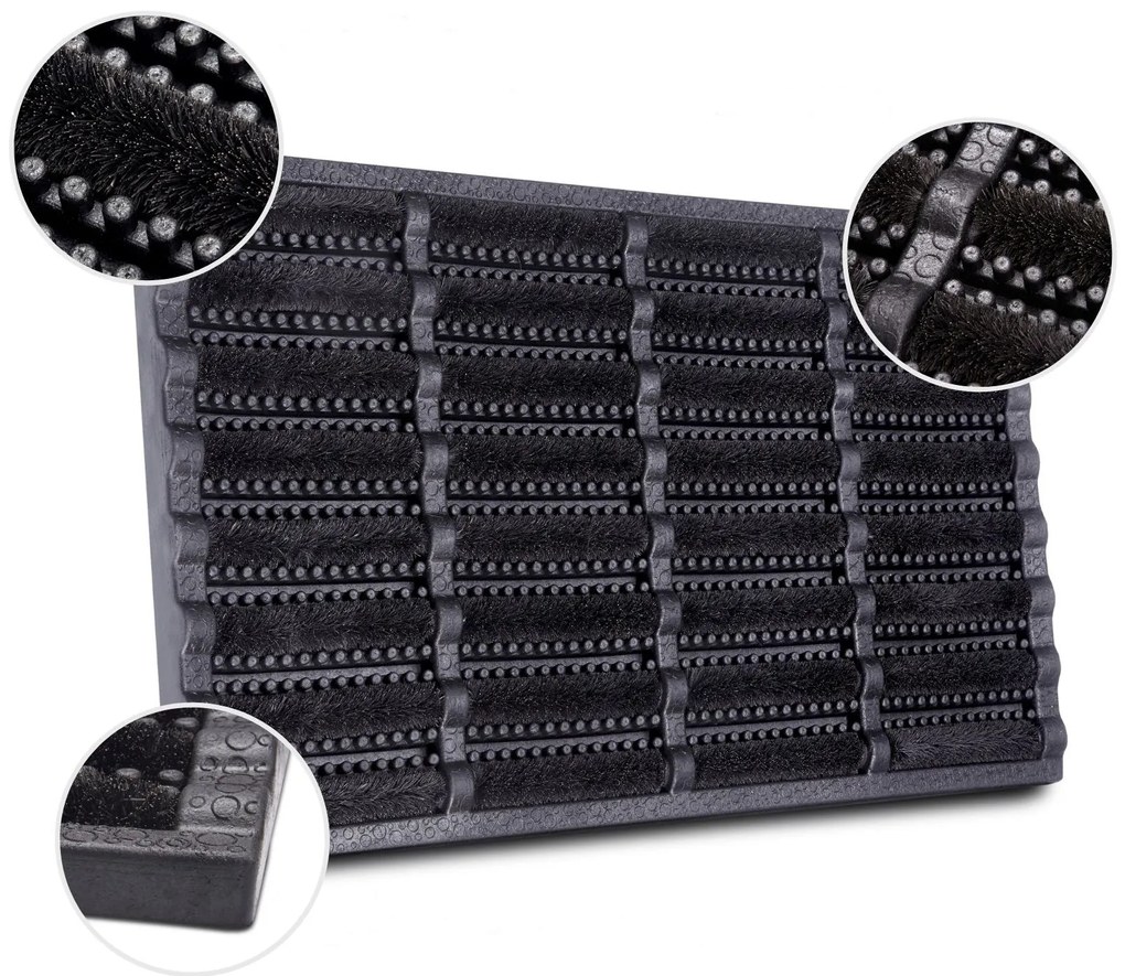 Hanse Home, Vonkajšie čistiaci rohožka Mix Mats Brushes 105648 Black – na von aj na doma, 40x60, čierna, exteriér