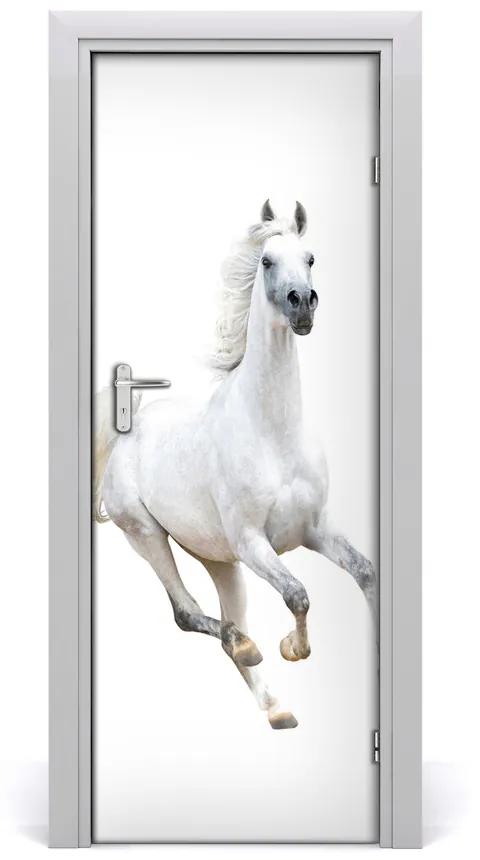 Samolepiace fototapety na dvere Biely kôň v cvale 75x205 cm