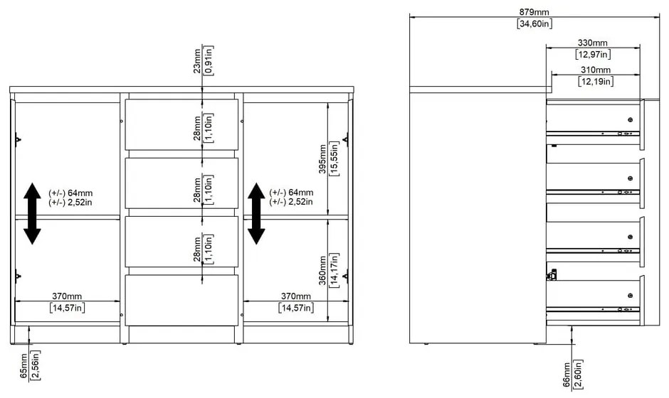 Komoda v dekore duba v prírodnej farbe 121x91x50 cm Naia – Tvilum