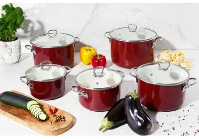 Smaltovaný hrniec s pokrievkou OPTIMUM 2,6 l bordový