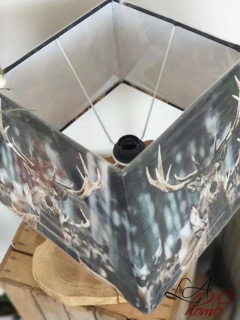 Štvorcové tienidlo na lampu s jeleňom v zimnej krajine - 37 * 37 * 25cm