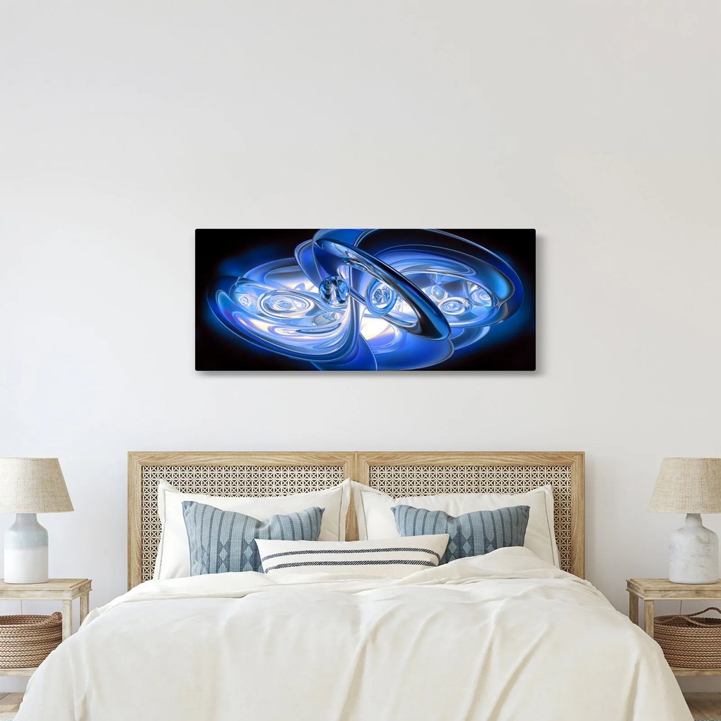 Modrý abstraktný obraz (120x50 cm)