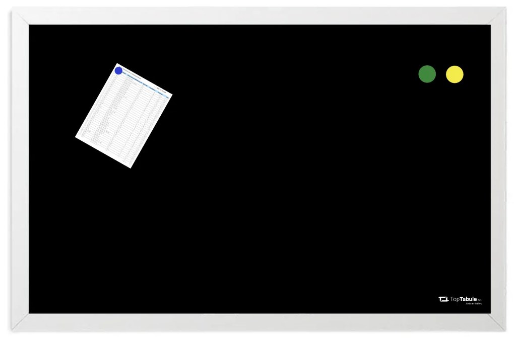 Toptabule.sk  Čierna magnetická tabuľa v bielom drevenom ráme 90x60 cm