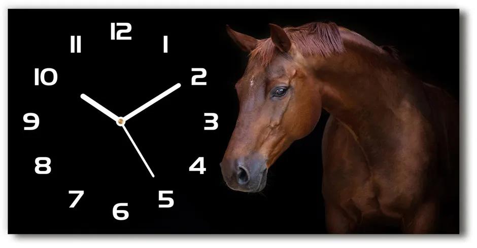 Moderné sklenené hodiny na stenu Hnedý kôň pl_zsp_60x30_f_114030424