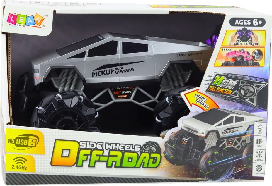 LEAN Toys Terénne auto Pick-up na diaľkové ovládanie RC svetlá a dymový efekt 1:16