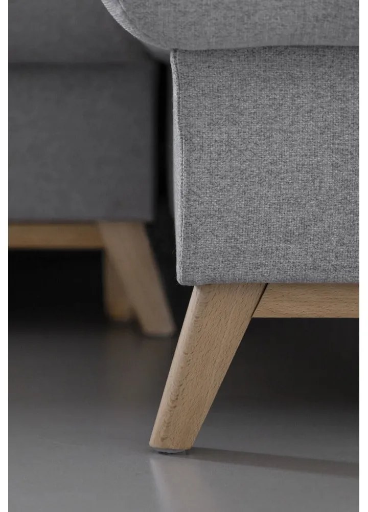 Svetlosivá rozkladacia/s úložným priestorom rohová pohovka (pravý roh/s leňoškou) Scandic Lagom – Miuform