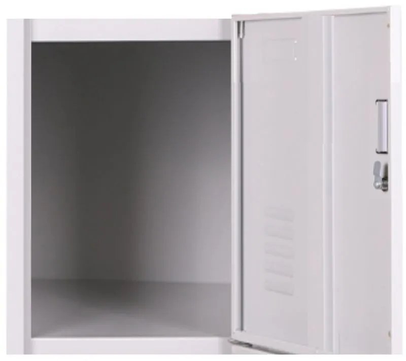 Šatníková skrinka S3 s úložnými boxami, 5 boxov, 1800 x 380 x 450 mm, demont, cylindrický zámok, sivá/červená