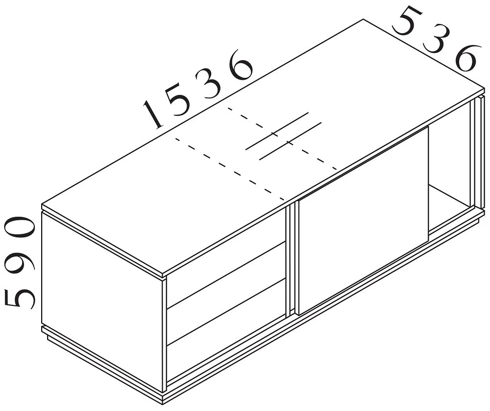 Kontajner Creator 153,6 x 53,6 cm, 3-modulový, posuvné dvere, antracit / biela