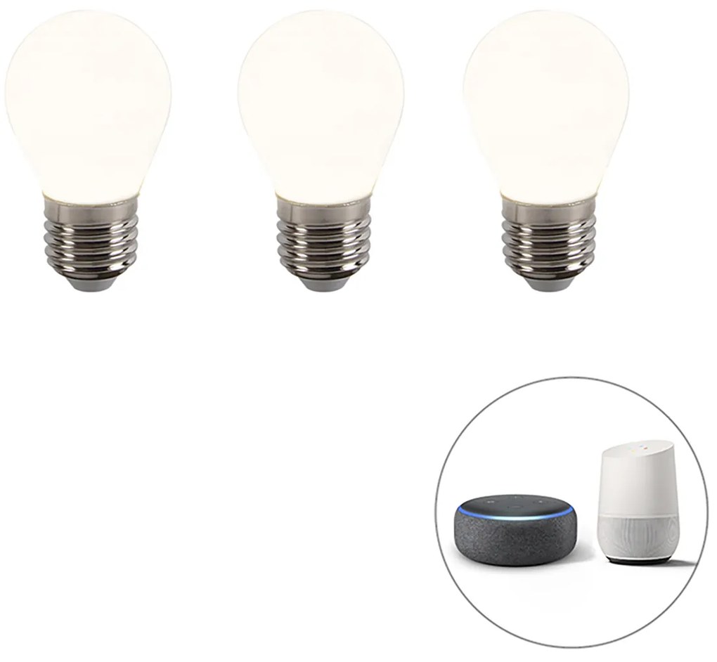 Sada 3 inteligentných stmievateľných LED žiaroviek E27 P45 4,5W 400lm 2200-4000K