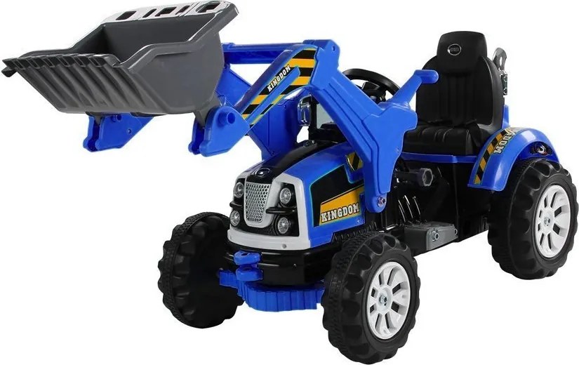 LEAN CARS Batériový traktor s lyžicovým rýpadlom modrý