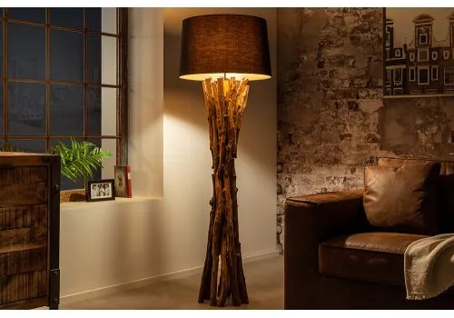 Stojaca lampa 41386 Harmony 150cm Čierna Drevo Teak  - Komfort-nábytok