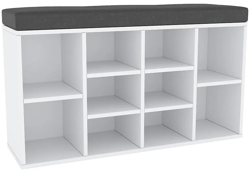 Skrinka na topánky so sedadlom biely/grafit 54.5X104X30 3