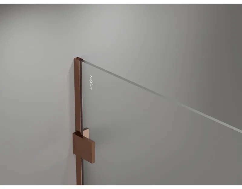 Mexen Lunar sprchová stena pravá 120 x 200 cm, 8mm číre sklo, ružové zlato, 830-120-000-60-00-P