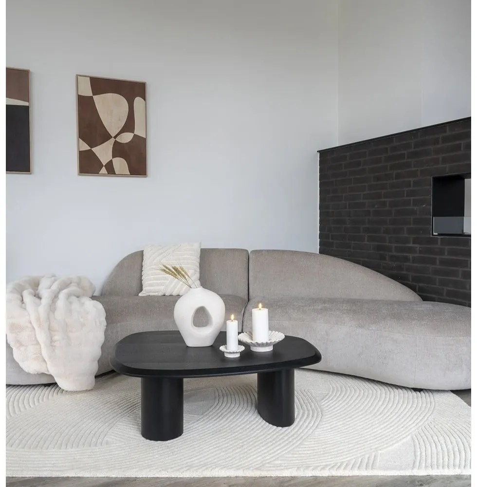 Čierny konferenčný stolík s doskou v dekore jaseňového dreva 78x96 cm Tirano – House Nordic