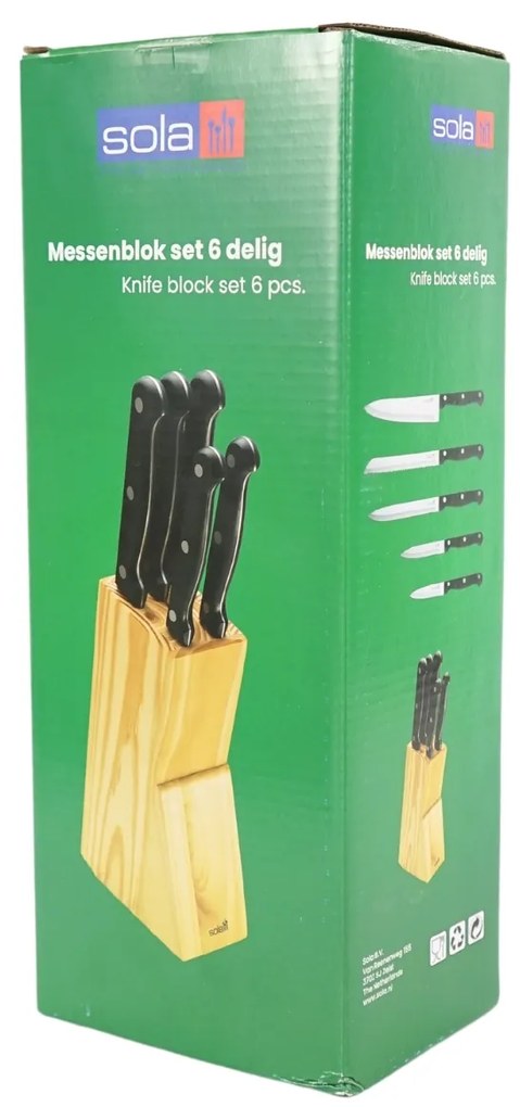 Súprava nožov SOLA KNIFE v drevenom bloku, 6 ks