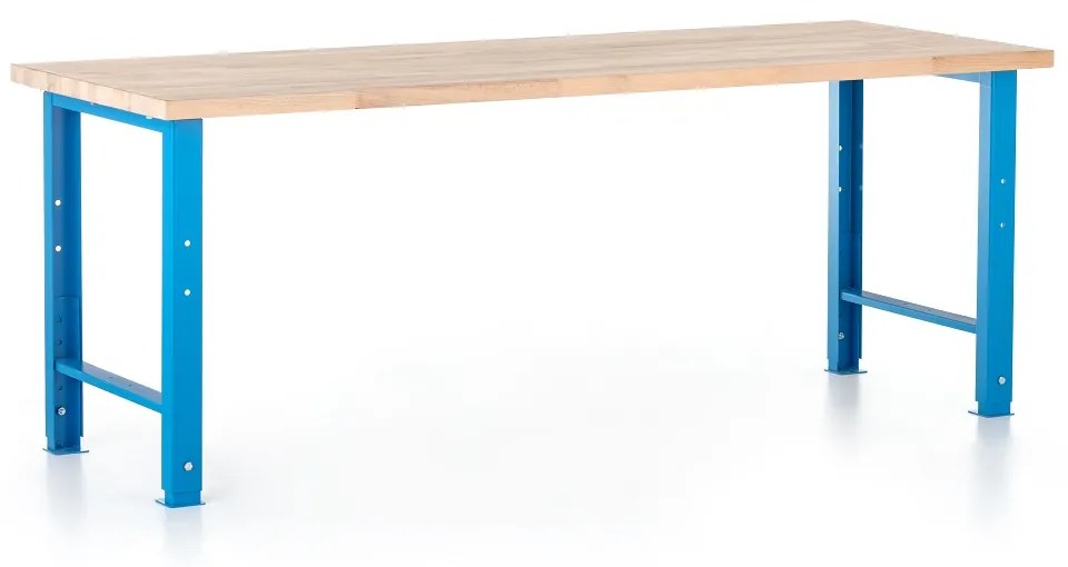 Výškovo nastaviteľný dielenský stôl Basic 220 x 80 cm, modrá