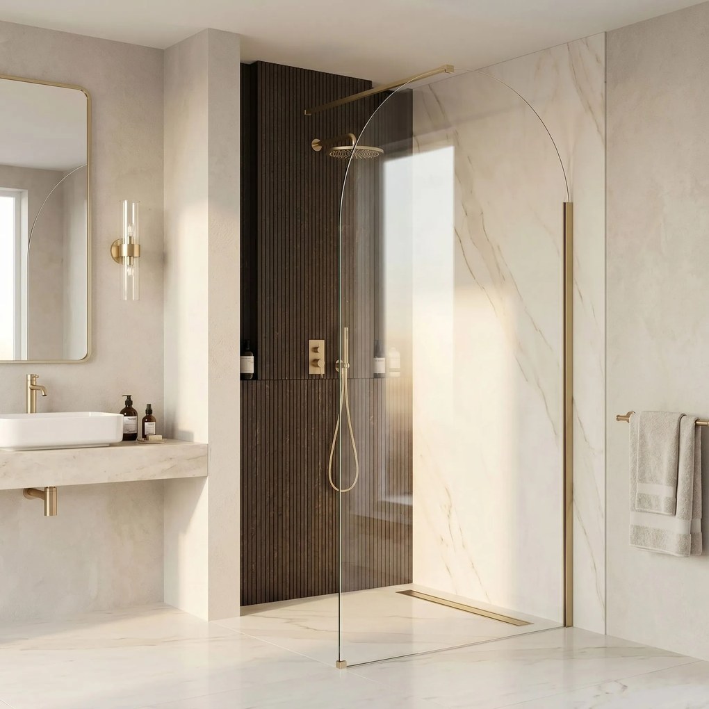 Rea Heaven, sprchová zástena Walk-in, 100 cm, zlatá matná, REA-K6684