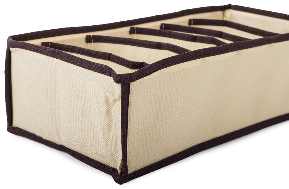 VERK GROUP Organizér na spodnú bielizeň, KIPIT, 6 priehradiek, béžový, 34 x 16 x 10 cm