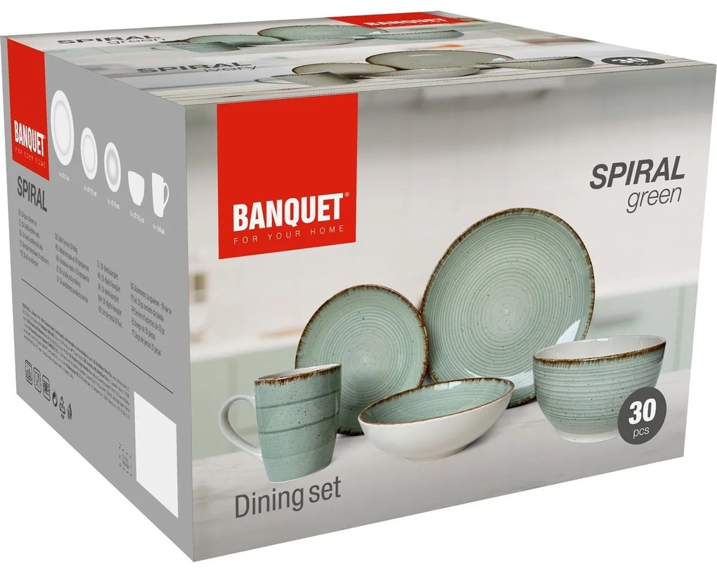 Banquet Súprava jedálenská Spiral Green, 30 ks