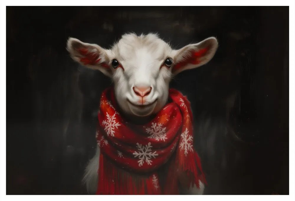 Obraz vianočná koza so šálom