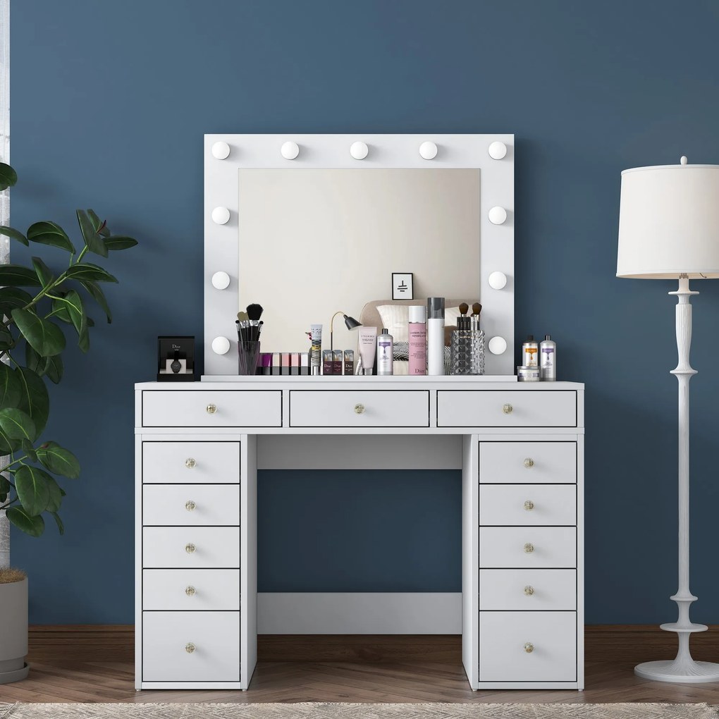 Toaletní stolek Melissa 04 s LED zrcadlem bílý