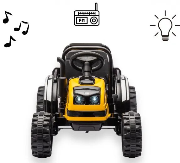 Elektrický traktor s prívesom Farmer žltý