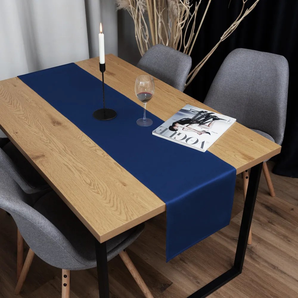 Biante Saténový behúň na stôl polyesterový Satén LUX-047 Námornícka modrá 35x120 cm