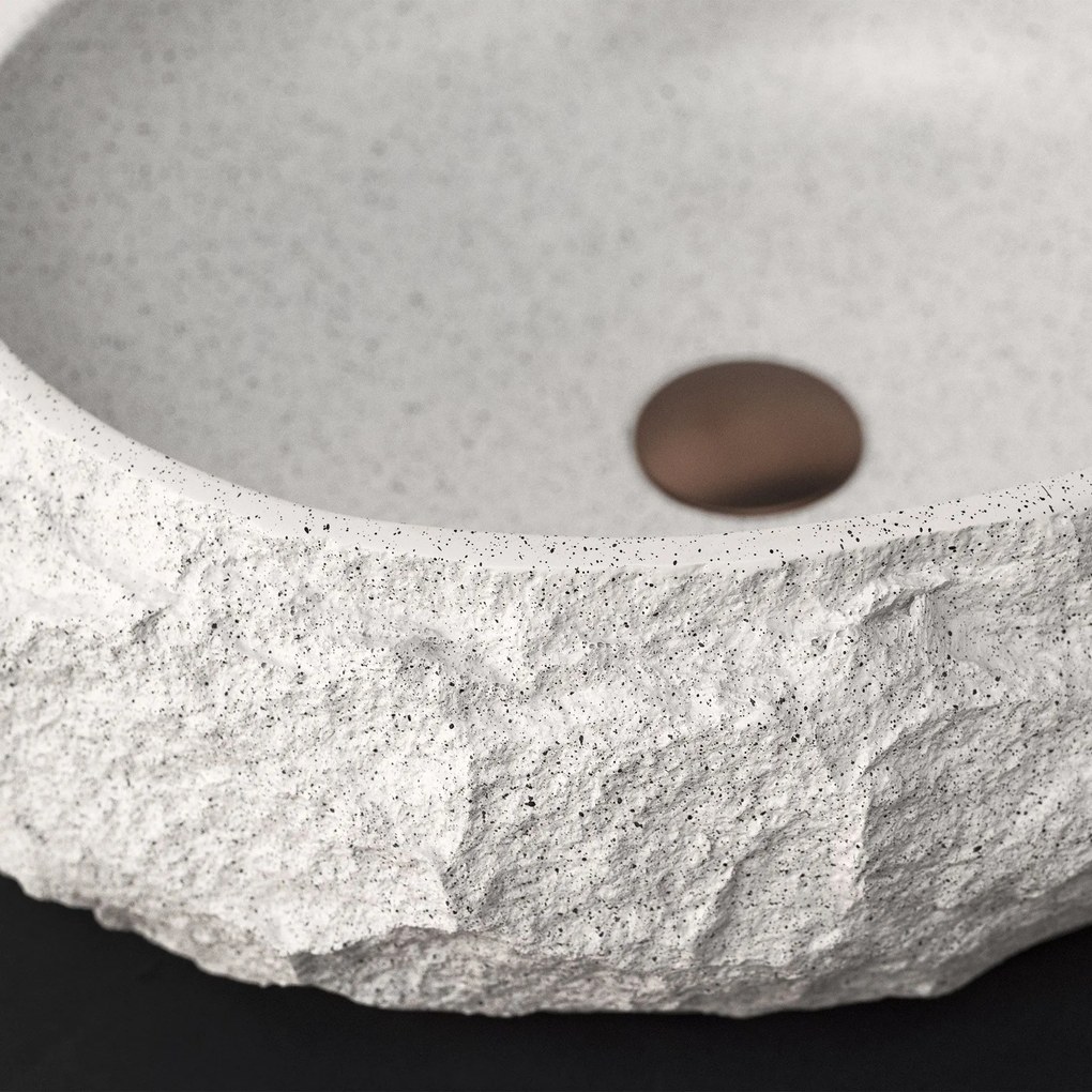 Rea Mika Cloudy, umývadlo na dosku 500x380x150 mm, biela-imitácia kameňa, REA-U3584