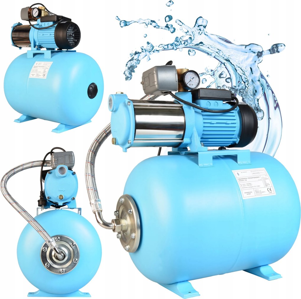 Hydrofor Na Vodu 50L Čerpadlo Max-h Hydroforový set 6000 l/h 1300 W Výkonný