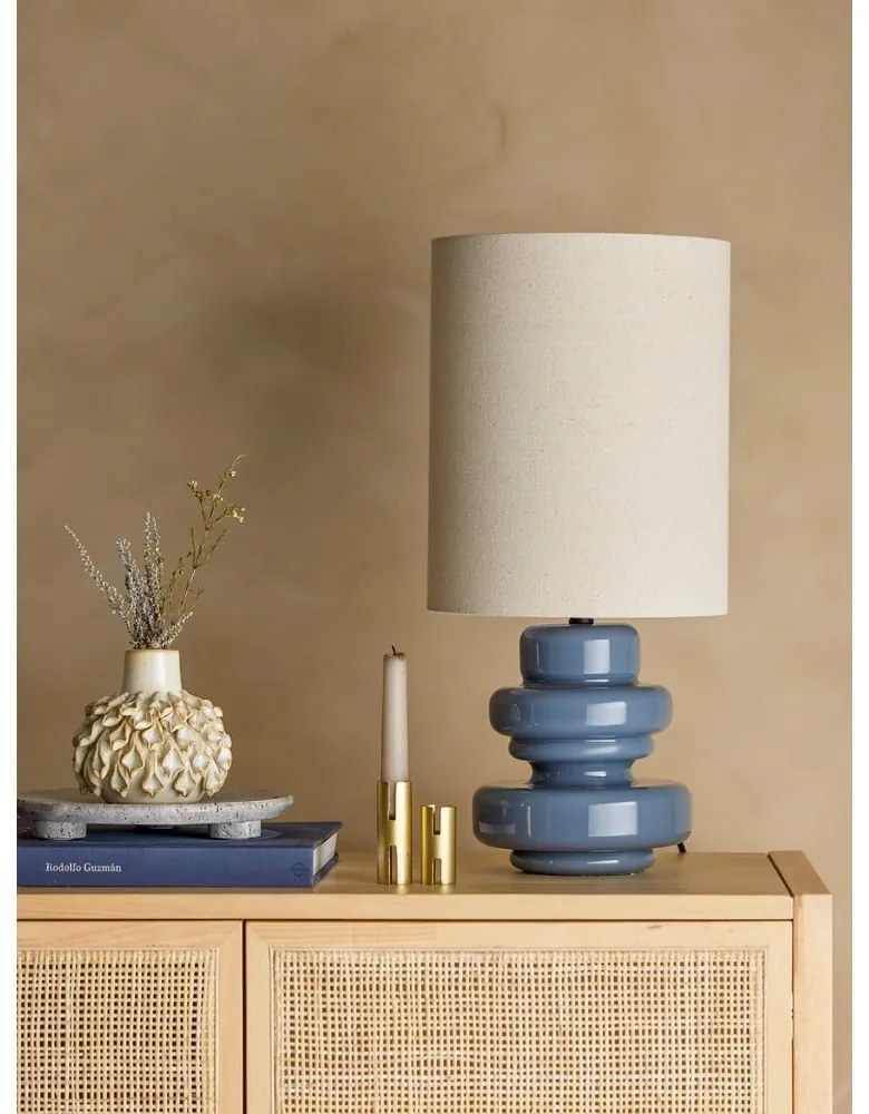 Modrá stolová lampa s textilným tienidlom (výška 51 cm) Fabiola – Bloomingville