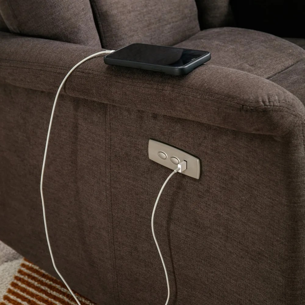 TV a relaxačné kreslo s elektrickým ovládaním, poťah hnedá látka TV-925 BR2