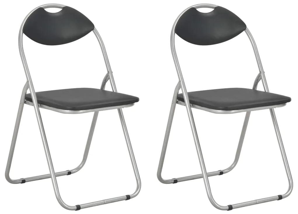vidaXL Skladacie jedálenské stoličky 2 ks čierne umelá koža