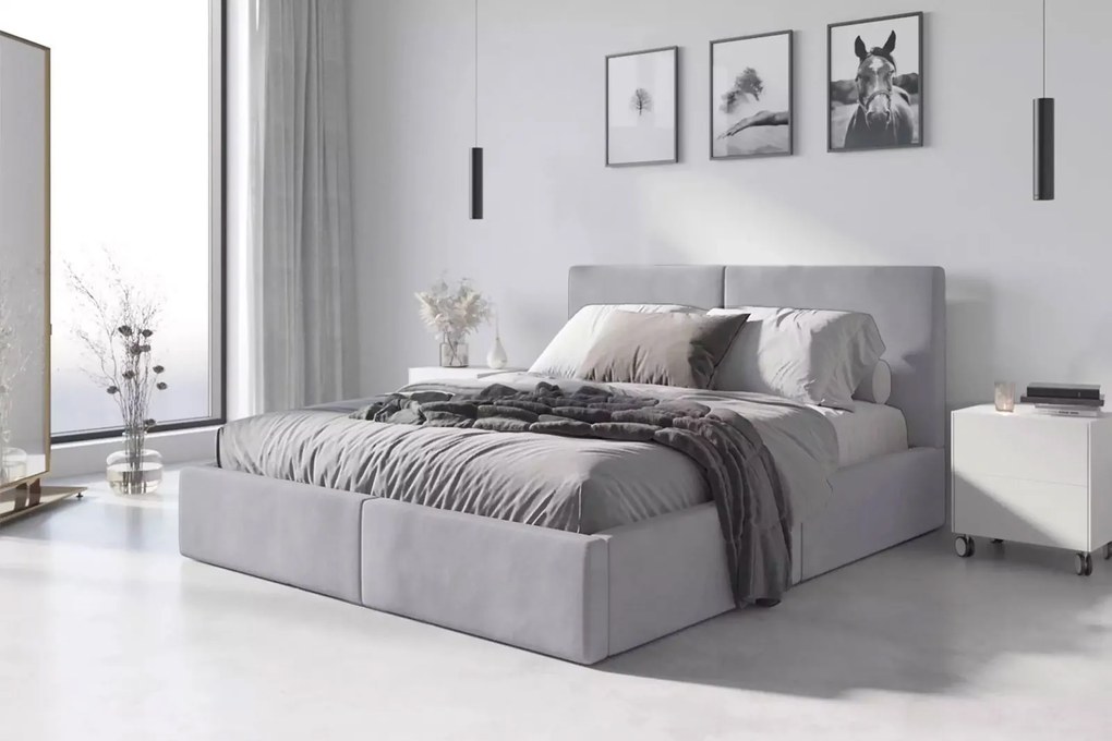 BMS GROUP Čalúnená posteľ HILTON 160x200cm výklopná sivá
