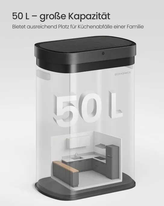 Automatický odpadkový kôš 50 l SONGMICS LTB640E01 strieborný