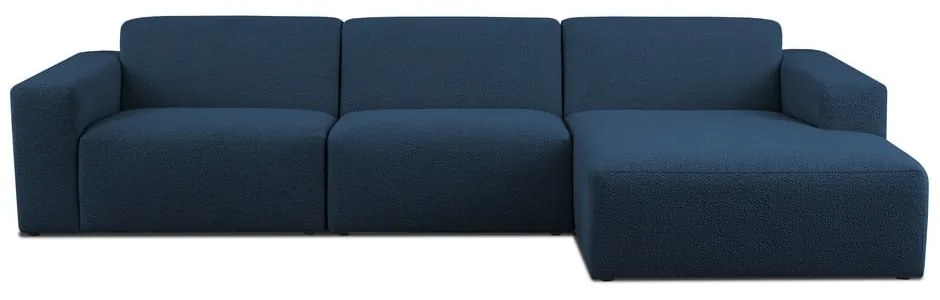 Tmavomodrá rohová pohovka z textílie buklé (pravý roh) Roxy – Scandic