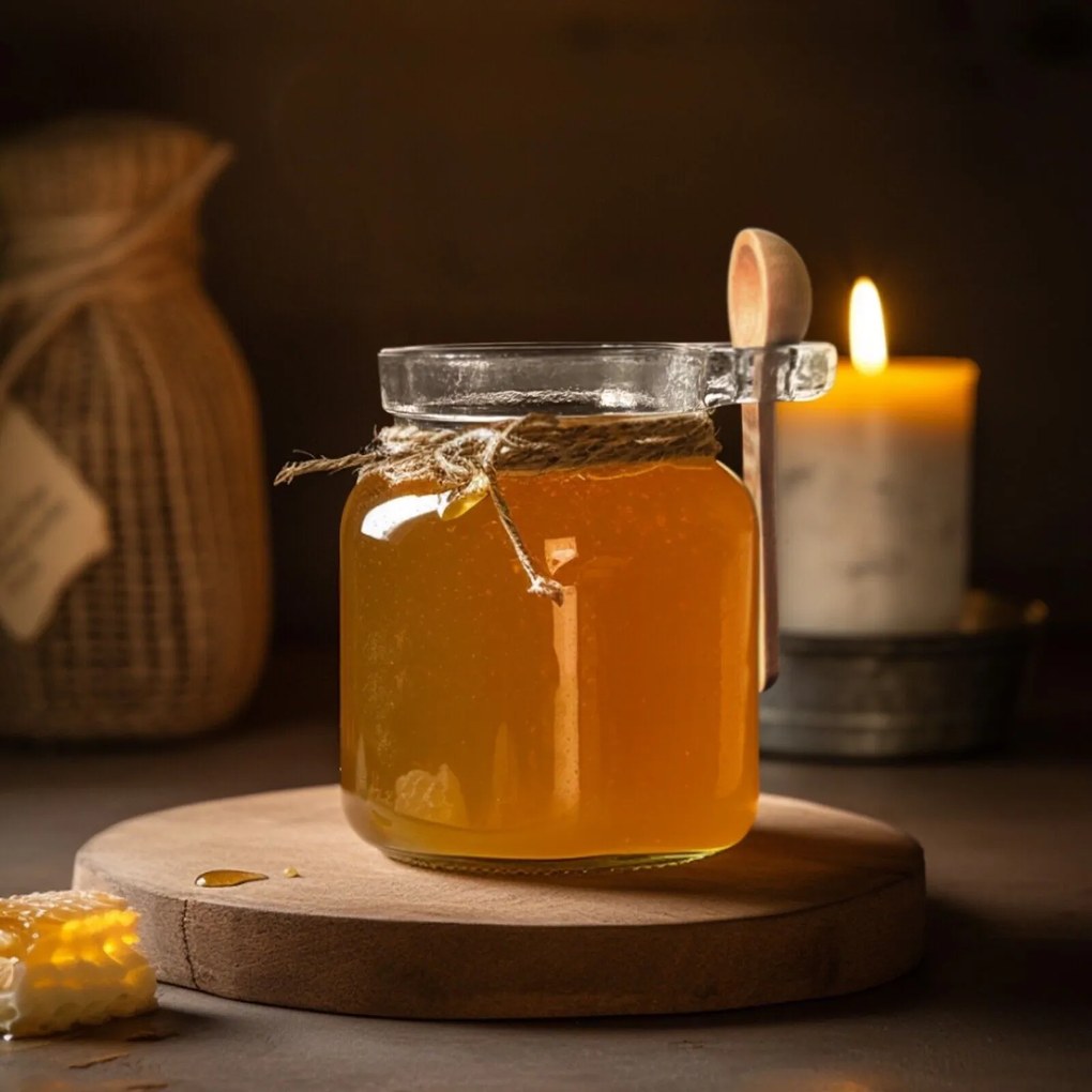 Sklenená dóza s korkovým uzáverom a lyžičkou, 240ml CUKŘENKA